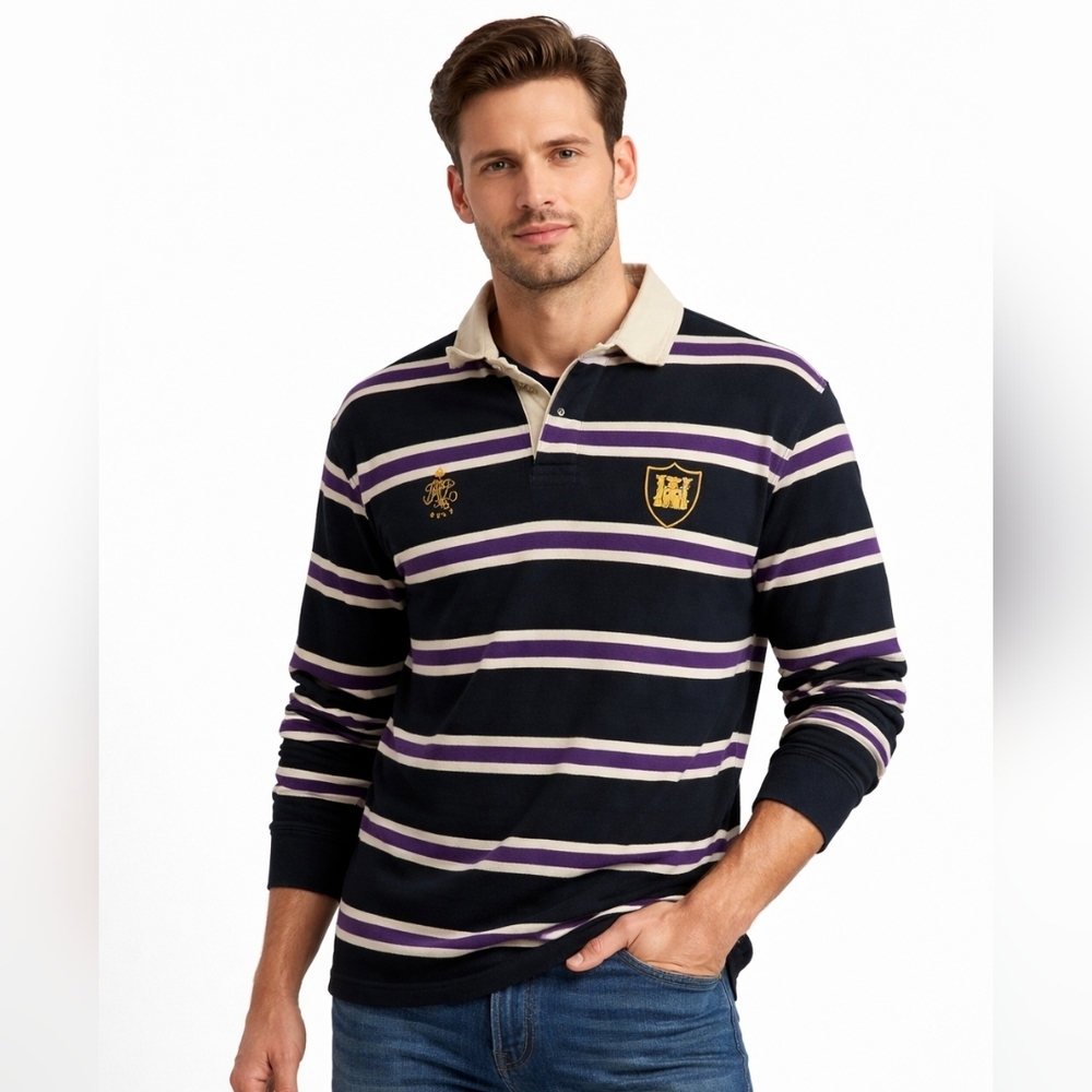 Polo By Ralph Lauren Classic Rugby Crest Polo‎ Castle Logo Preppy Vintage Large